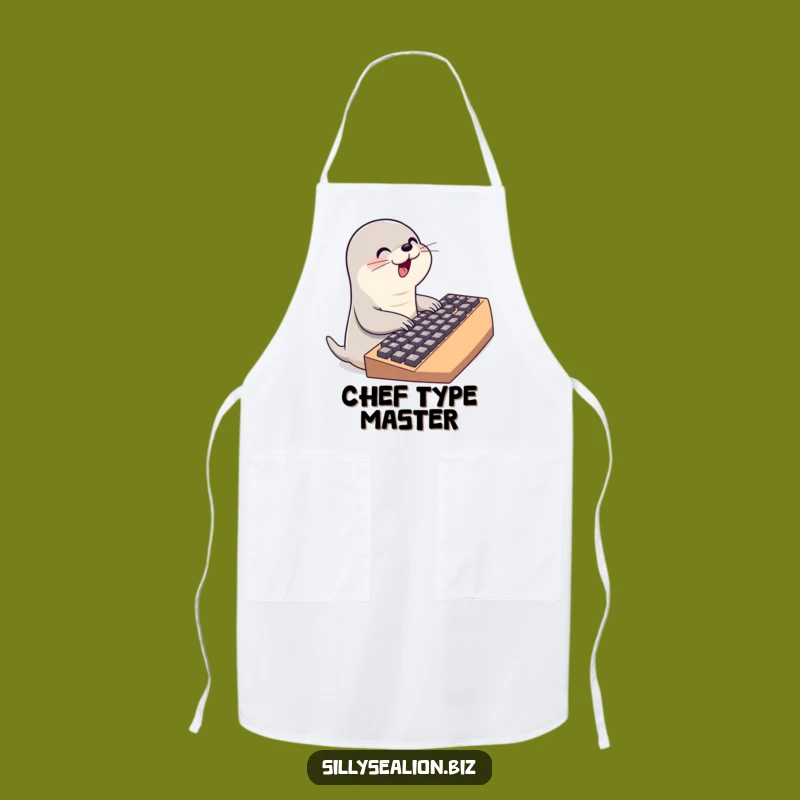 Funny Typing Sea Lion Apron: Cook with Code and Comedy in the Kitchen