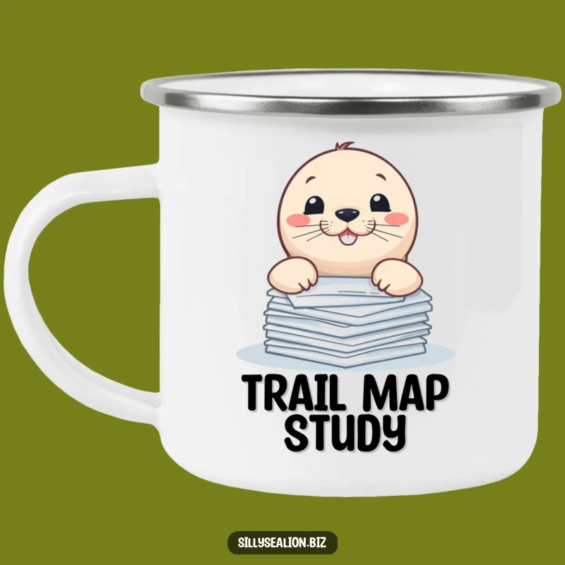 Funny Sea Lion Paper Peeker Camping Mug: Adventure with Playful Pup Humor