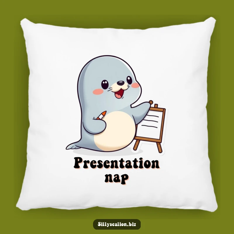 Funny Sea Lion Presentation Pillow: Cozy Comfort for the Knowledgeable