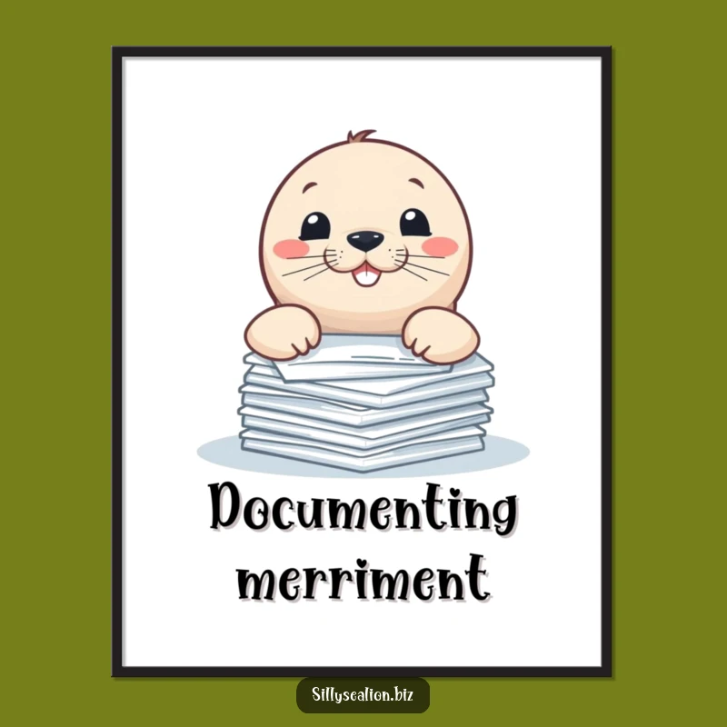 Funny Sea Lion Paper Peeker Digital Art: Playful Pup Grinning Printable Decor