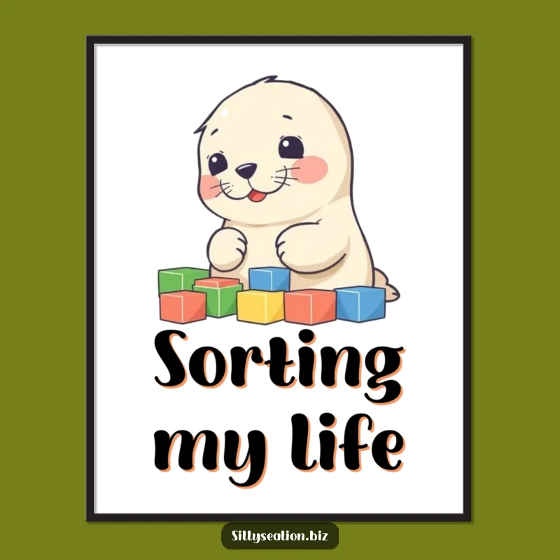 Instant Download Funny Sea Lion Pup Sorting Blocks Art - Adorable Digital Decor