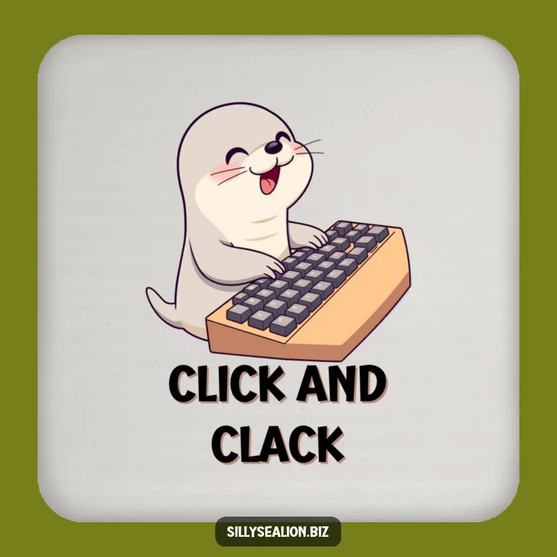 Funny Typing Sea Lion Drink Coasters: Protect Your Desk with Keyboard Humor