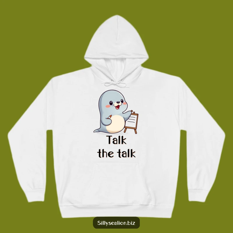 Cozy Funny Sea Lion Lecture Hoodie: Stay Warm While Sharing Insights