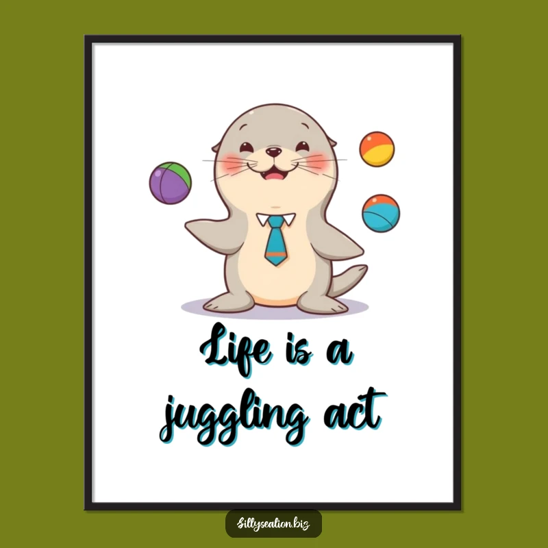 Free Printable Sea Lion Wall Art: Juggling Pup - Hilarious Downloadable Decor!