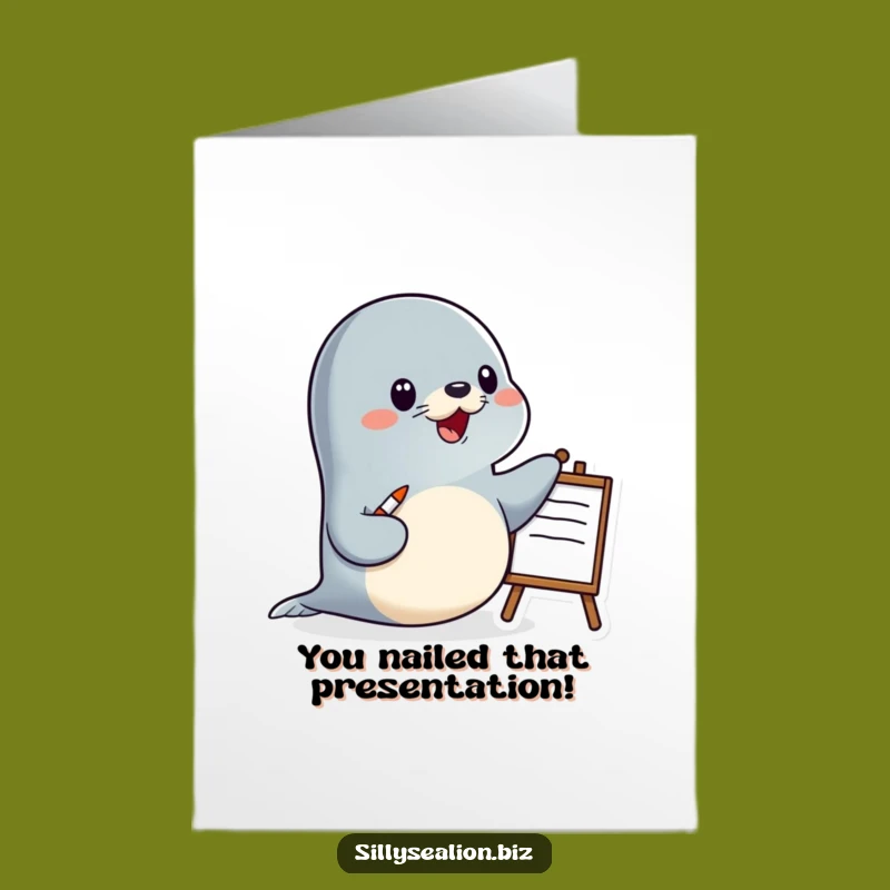 Free Printable Congrats Card: Presenting Sea Lion Funny Downloadable Gift