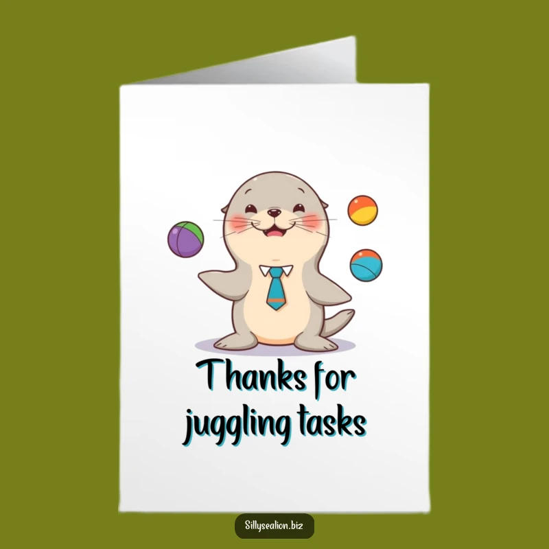 Free Printable Sea Lion Thank You Card: Juggling Pup - Witty Downloadable Gratitude!