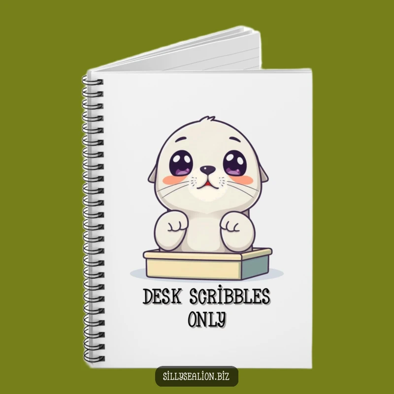 Funny Sea Lion Pup Desk Notebook - Jot Down Ideas with Wide-Eyed Charm