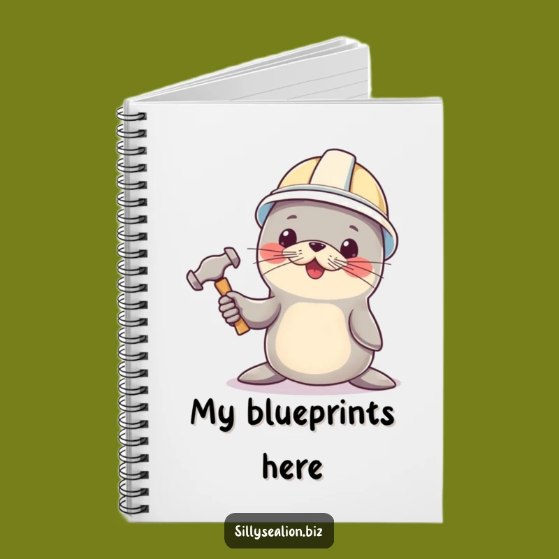 Funny Sea Lion Builder Notebook: Jot Down Plans with Hard Hat Flair