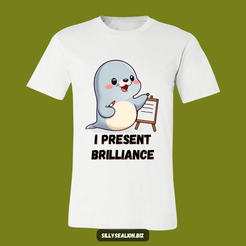 Funny Sea Lion Presenter T-Shirt: Wear Your Knowledge with Humorous Style