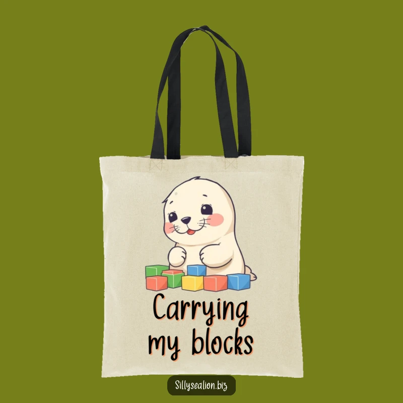 Funny Sea Lion Pup Sorting Blocks Tote Bag - Stylish and Practical Humor